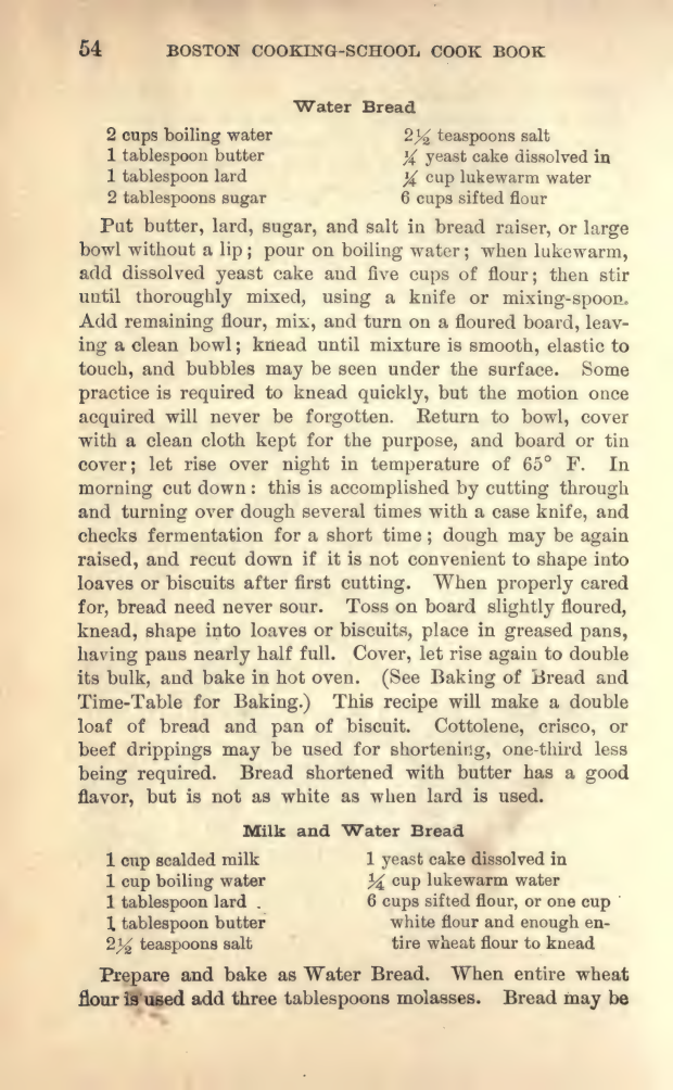 Original Water Bread page. Read the printed fractions before judging its existing copied text.